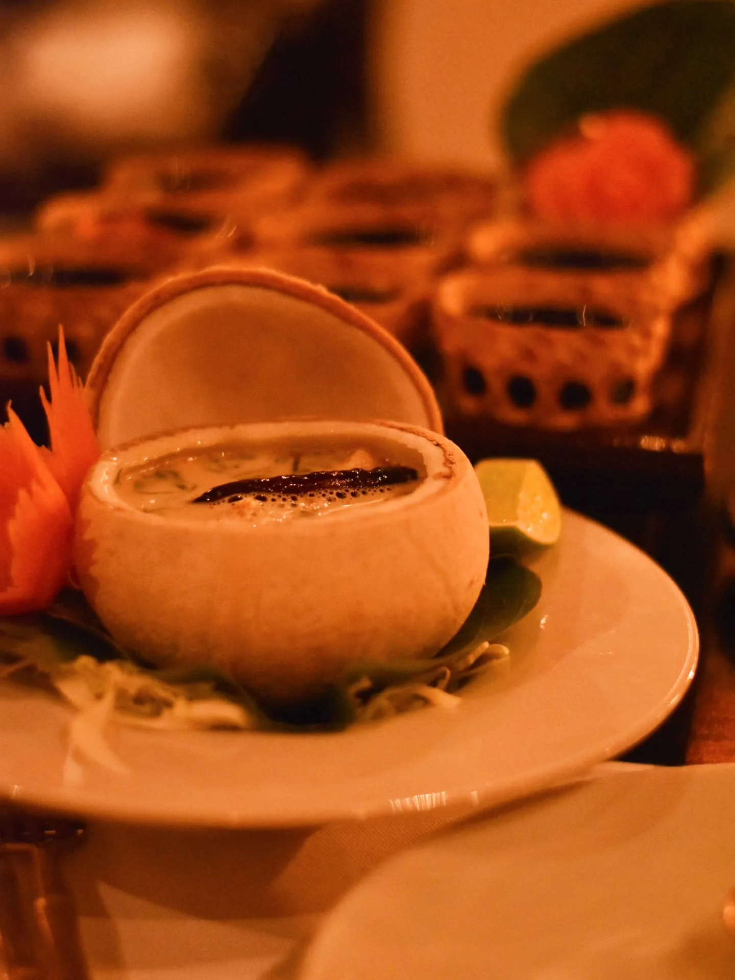 Tom Kha with crab meat