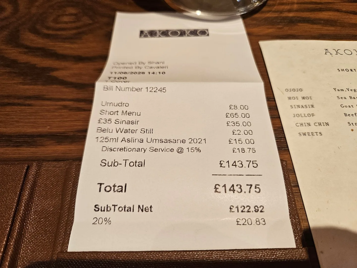 Short Menu
