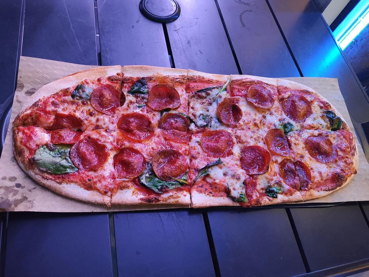 Pizza with Pepperoni and Spinach