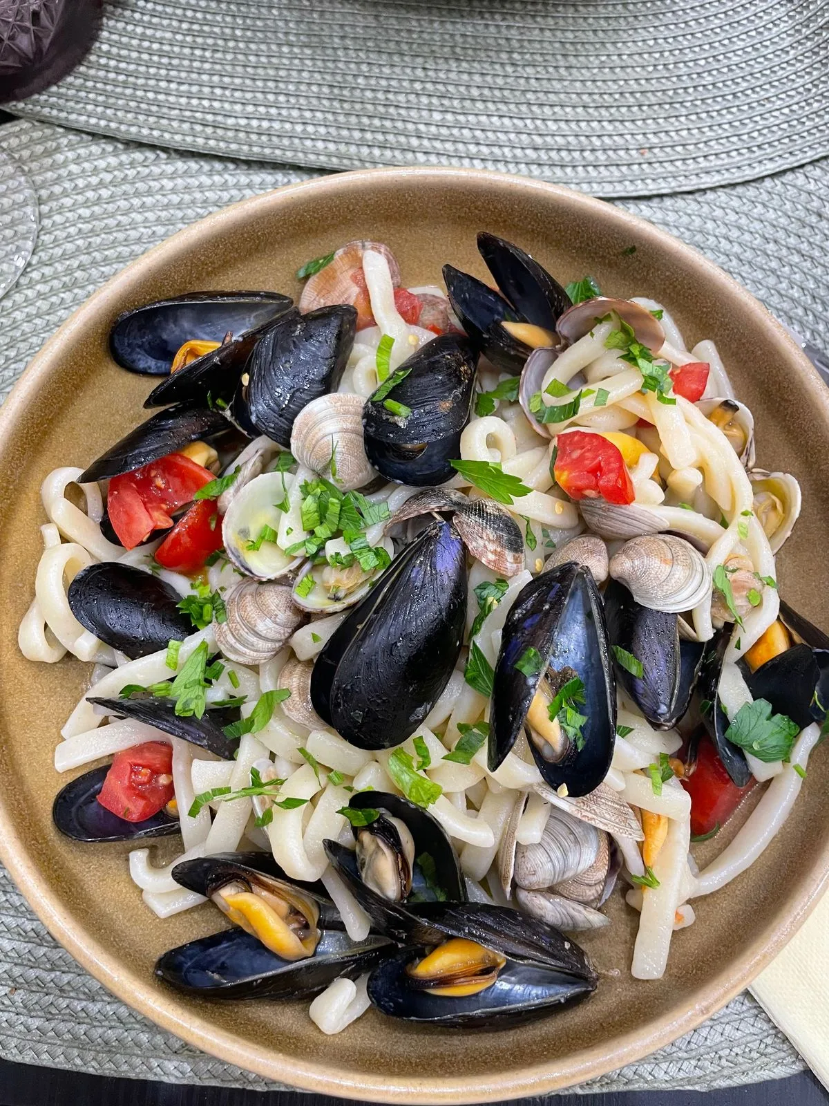 Homemade Pasta with Clams and Mussels