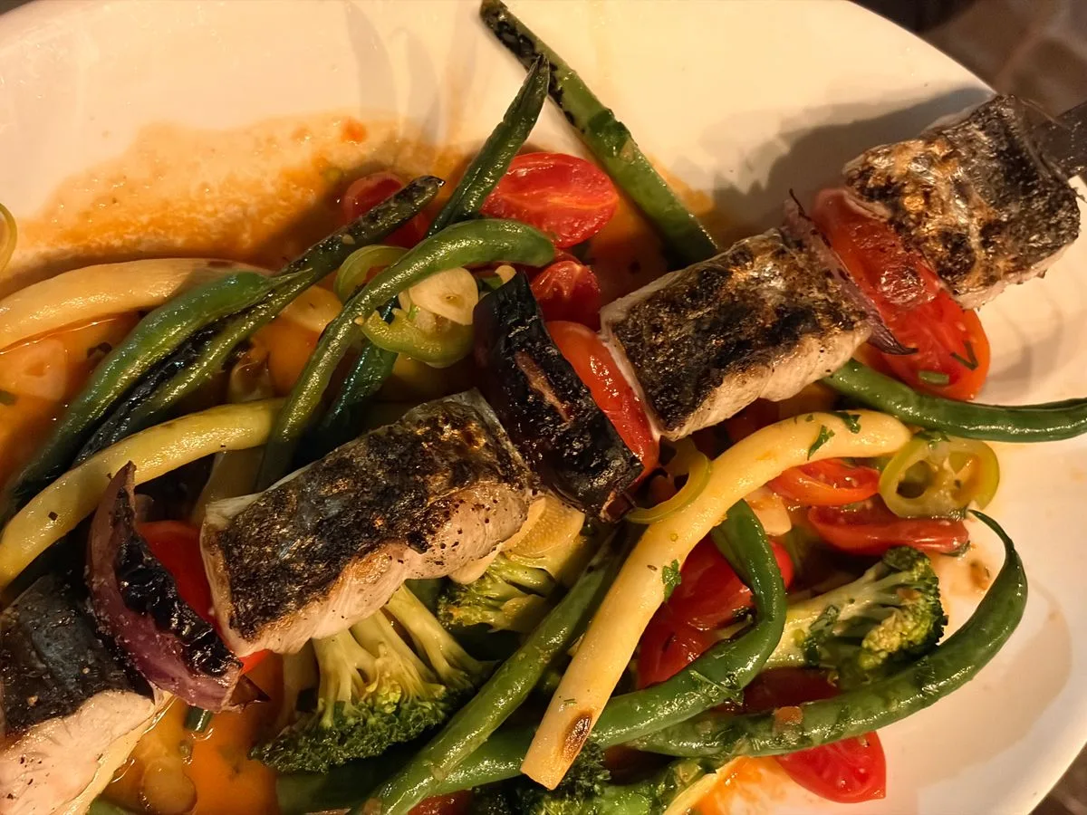 Grilled Fish Skewer with Vegetables