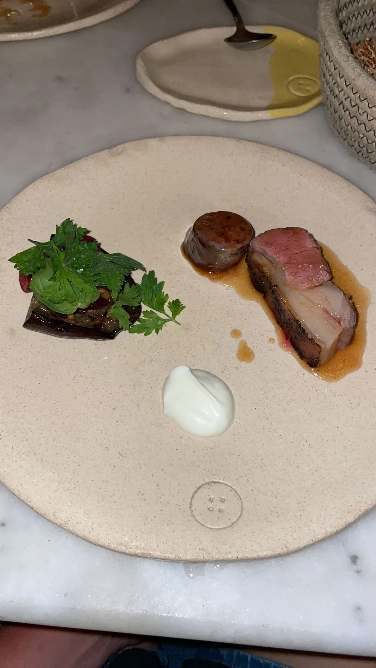 Pork Belly with Roasted Eggplant and Parsley
