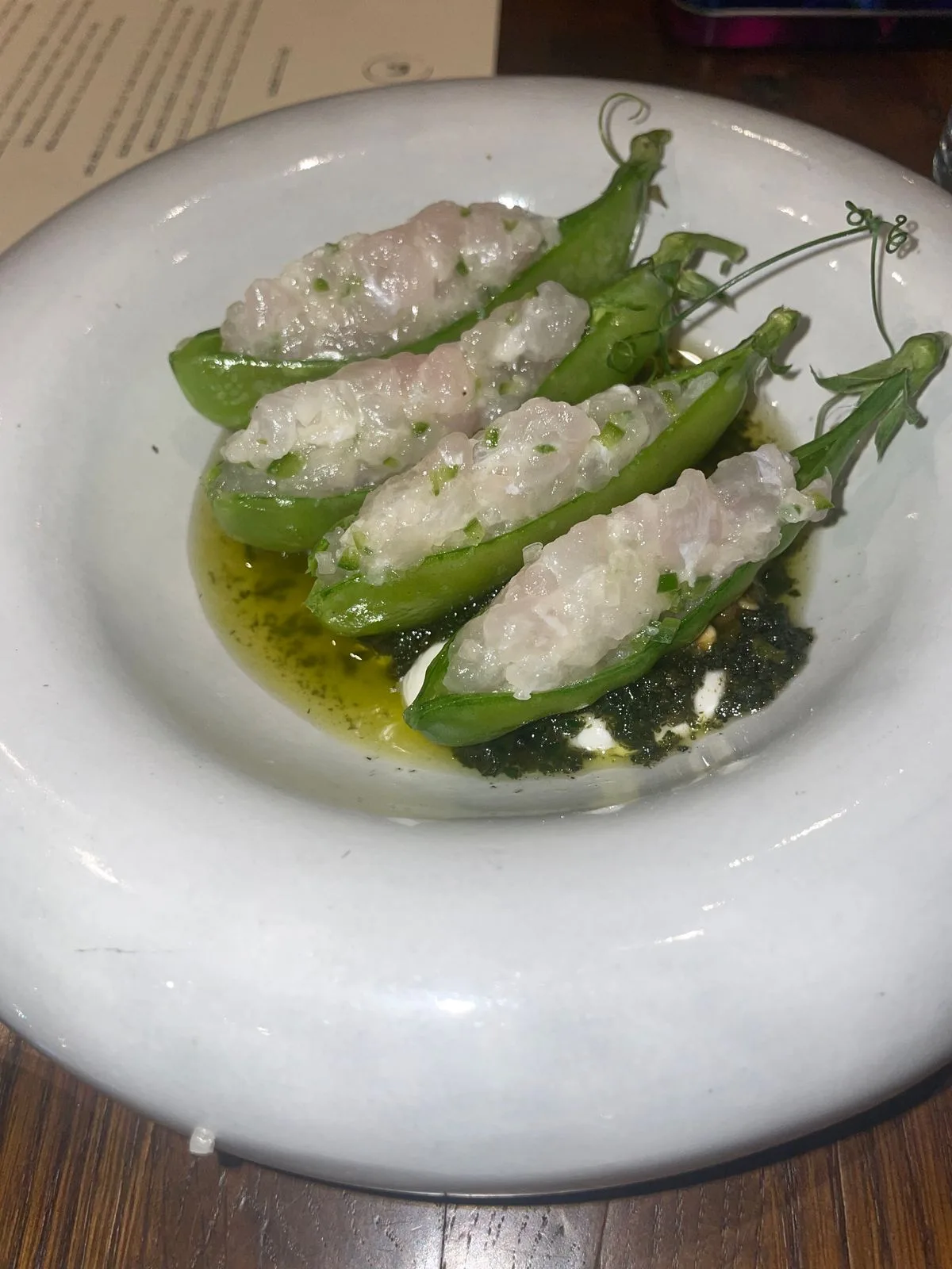 Sea Fish Tartare on Snow Peas