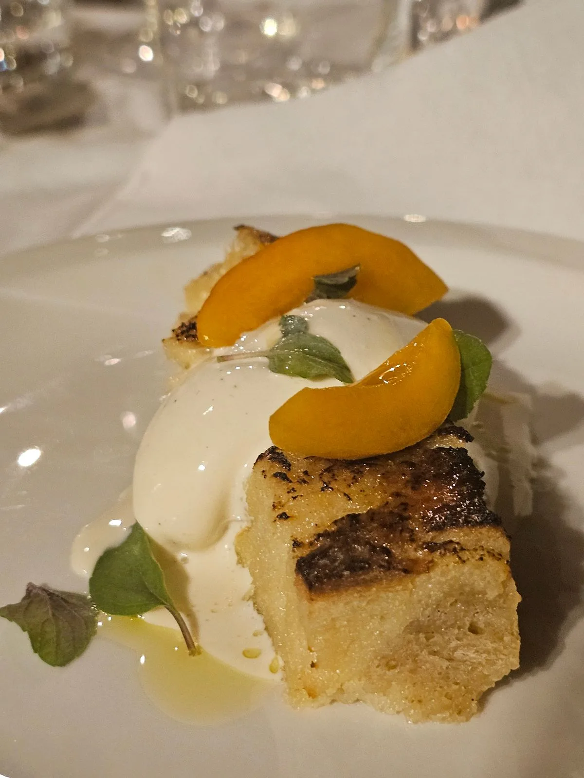Apricot Bread Pudding with Ice Cream