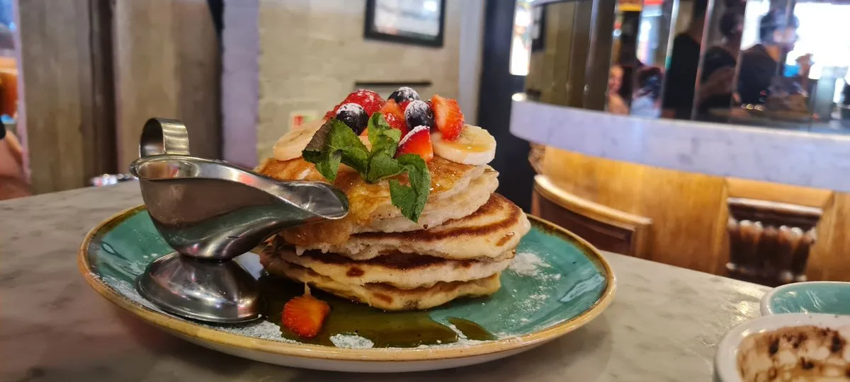 Buttermilk Pancakes with Mixed Berries and Banana