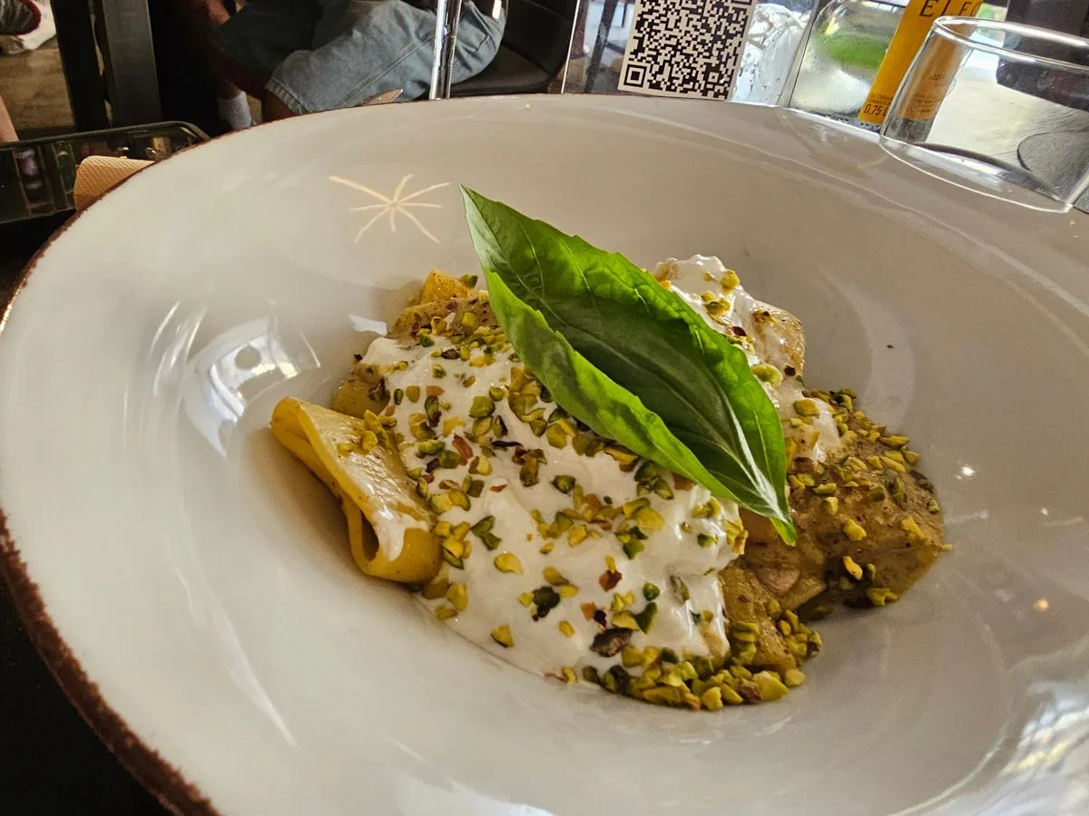 Paccheri Pasta with Pistachio Cream and Basil