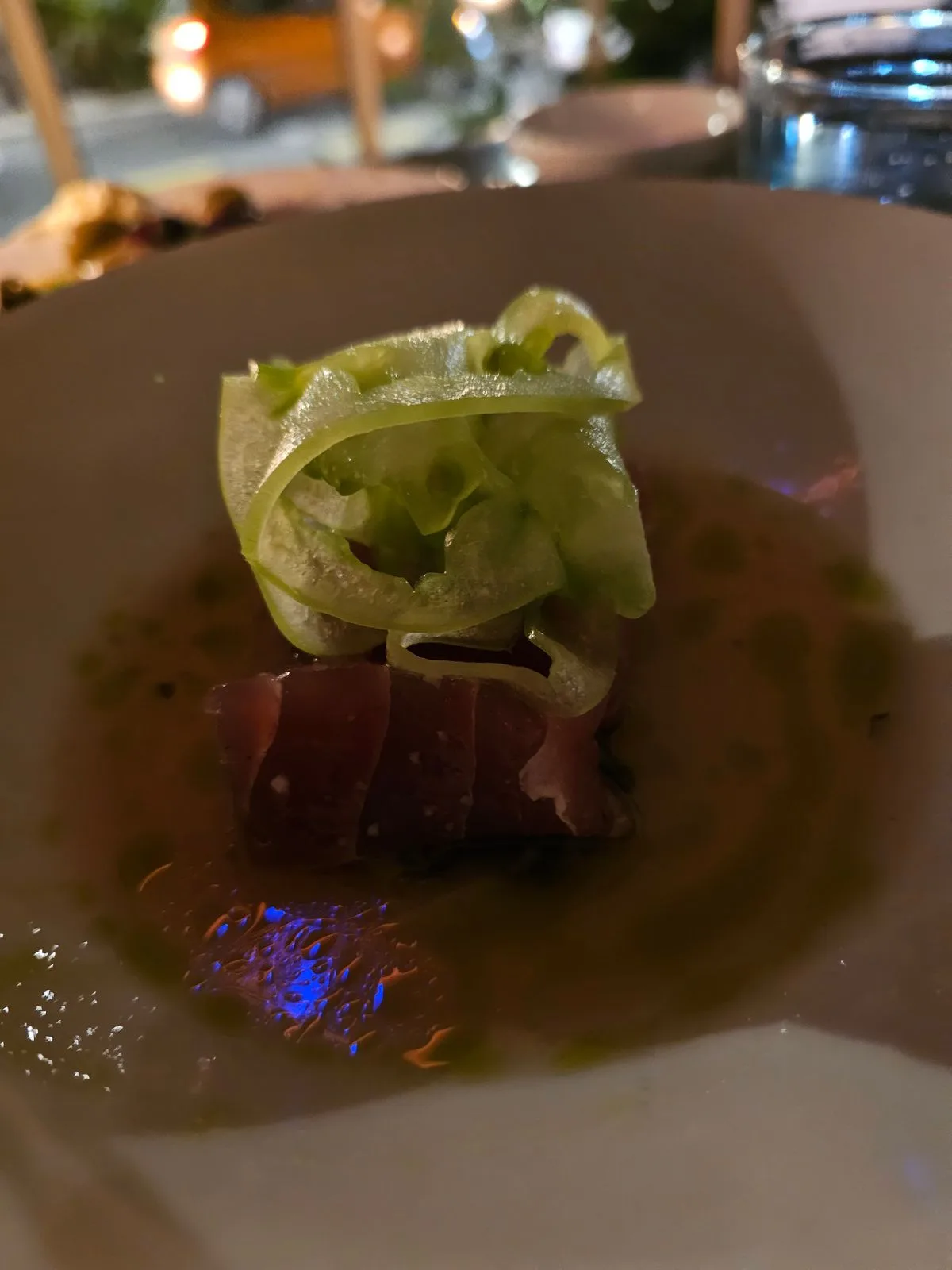 Bass Crudo in Orange and Pomelo Sauce